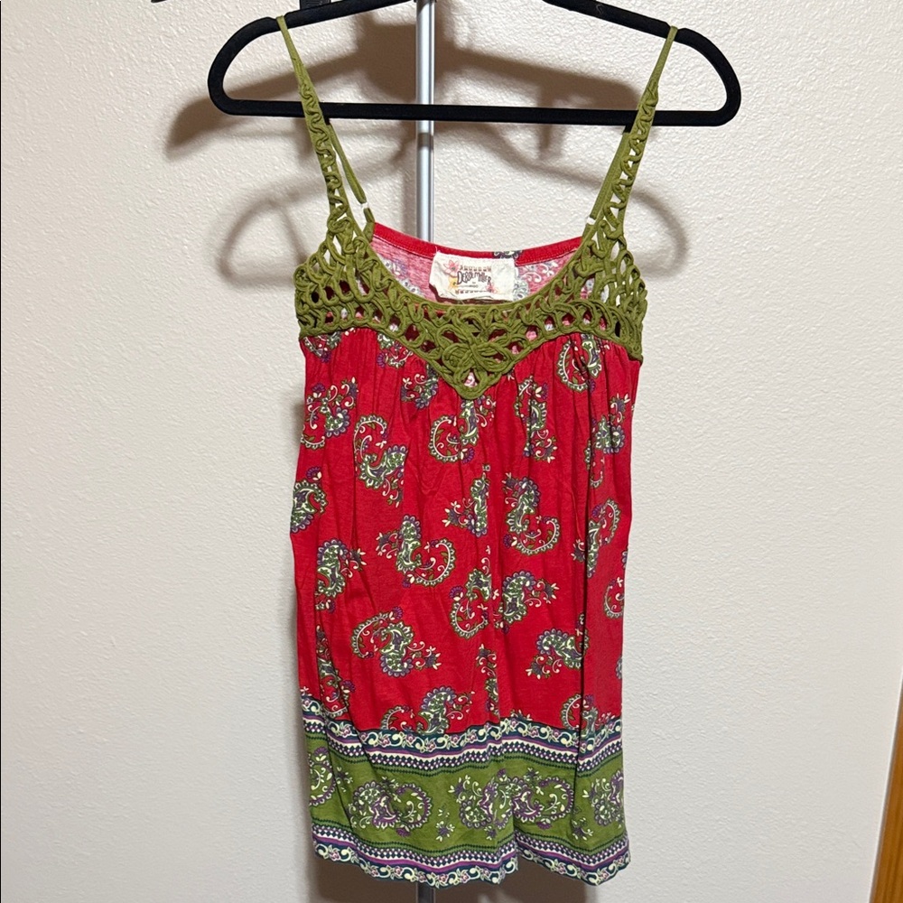 Chic Red and Green Paisley Camisole